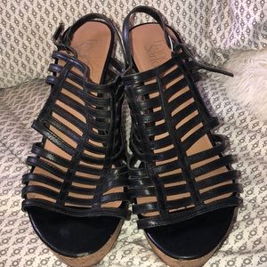 Black Franco sarto wedges
